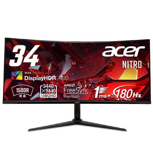 Acer ߥ󥰥˥ Nitro 34 ȥ磻 Ѷ 1500R UWQHD 180Hz 1ms VESA Displ...
