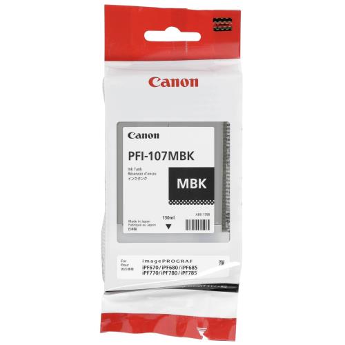 Canon PFI-107 MBK - 130ml - マットブラック - オリジナル - インクタンク - imagePROGRAF iPF670、iPF680、iPF685、iPF770、iPF780、iPF785用