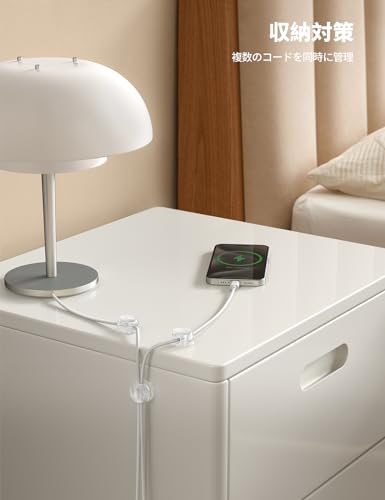 6個セット バネ式 ケーブルホルダー 固定 Lamicall : 太め ケーブル クリップ 壁 強力粘着 卓上 コード ホルダー USB 配線 止め まとめ 片手操作 引っ張り 車内 垂直 貼付 デスク 机 すっきり 収納 整理 ABS樹脂 type-c 充電ケーブル 電源コード lanケーブル マウスライン キ