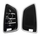 kwmobile 対応: BMW 3-ボタン 車のキー Smart Key キーケース - キーカバー 鍵カバー TPU 光沢仕上げ - 車鍵 耐衝撃 保護 黒色 / シルバー