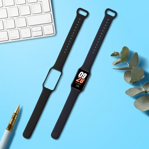 [kwmobile] 2x 交換ベルト 対応: Xiaomi Smart Band 8 Active バンド - シリコンバンド ソフト TPU 耐久性 黒色/紺色