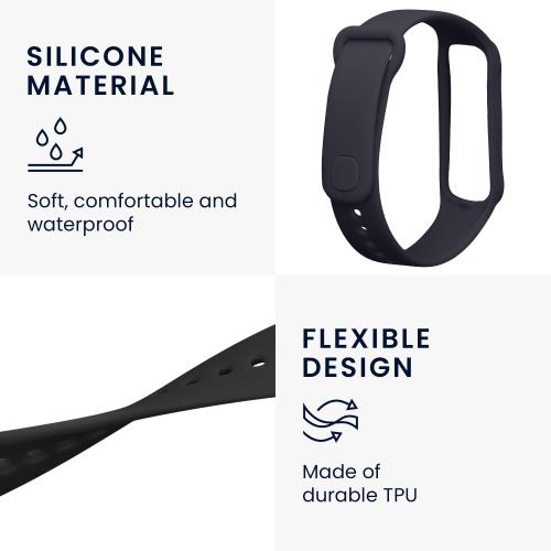 [kwmobile] 2x 交換ベルト 対応: Xiaomi Smart Band 8 Active バンド - シリコンバンド ソフト TPU 耐久性 黒色/紺色