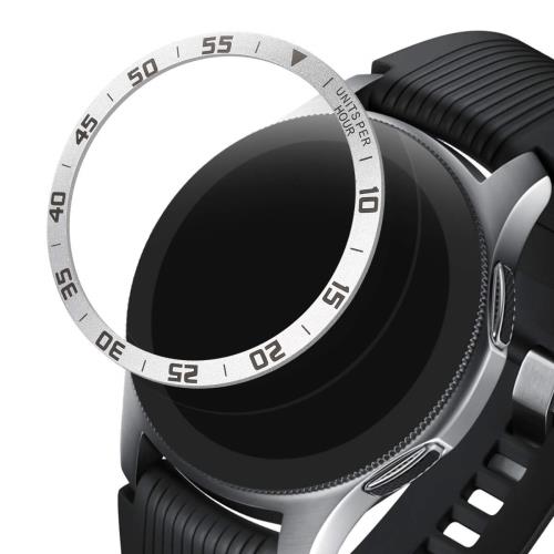 kwmobile 対応: Samsung Galaxy Watch (46mm) / Galaxy Gear S3 Frontier Classic ベゼルリング フィットネストラッカー - ベゼル保護 ウォッチに個性を シルバー/黒色