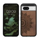 kwmobile スマホケース 対応: Google Pixel 8a ケース - 携帯ケース TPUバンパー ナチュラル 木製 ライジングサンデザイン