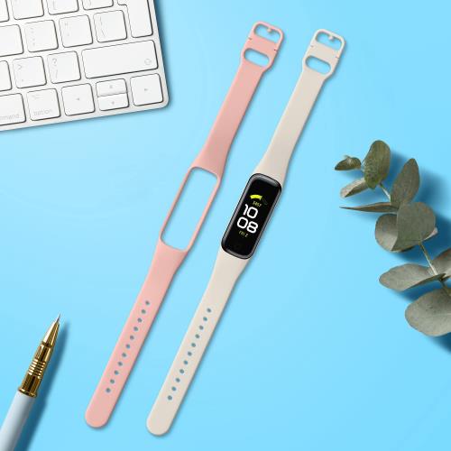2x 交換ベルト 対応: Samsung Galaxy Fit 2 バンド - シリコンバンド ソフト TPU 耐久性 白色/アンティークピンク