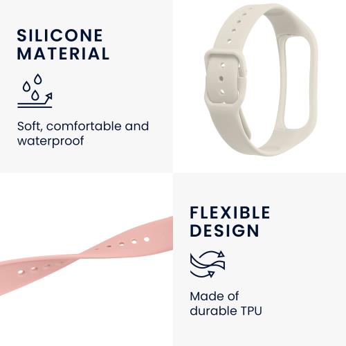 2x 交換ベルト 対応: Samsung Galaxy Fit 2 バンド - シリコンバンド ソフト TPU 耐久性 白色/アンティークピンク