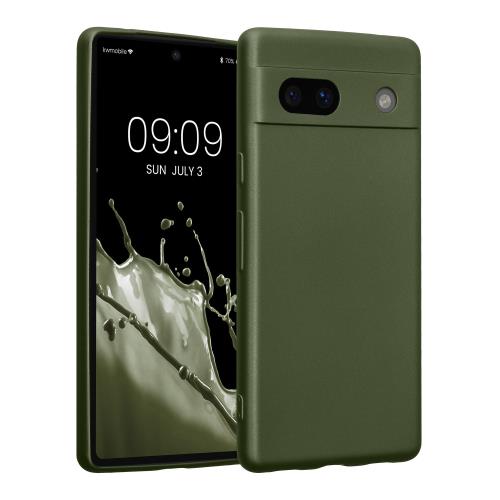 kwmobile スマホケース 対応: Google Pixel 7a ケース - 耐衝撃 カメラ保護 TPU ソフト メタリック フォレストグリーン