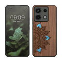 kwmobile スマホケース 対応: Xiaomi Redmi Note 13 Pro 5G / Poco X6 5G ケース - 携帯ケース TPUバンパー ナチュラル 木製 ライジングサン 螺鈿デザイン