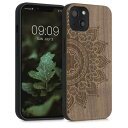 kwmobile スマホケース 対応: Apple iPhone 13 ケース - 携帯ケース TPUバンパー ナチュラル 木製 ライジングサンデザイン