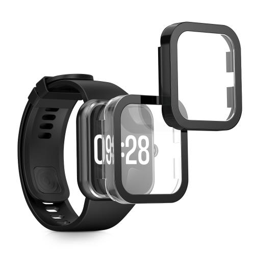 乐天商城 - kwmobile 2x ケース 対応: Xiaomi Redmi Watch 4 カバー - フルボディ ガラス 耐衝撃 超薄型 透明/黒色