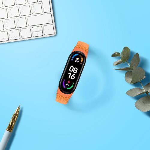 [kwmobile] 対応: Xiaomi Mi Band 8 交換バンド - 交換ベルト ナイロン 耐久性 17 cm オレンジ