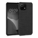 kwmobile 対応: Xiaomi 11 Lite (5G) NE/Mi 11 Lite (5G) ケース - 布 スマホケース ファブリック カバー ダークグレー