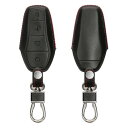 kwmobile 対応: BYD Atto 3 / Han/Tang/Dolphin/Yuan/Seal カーキーケース- 合成レザー スマートキー カバー 黒色/赤色