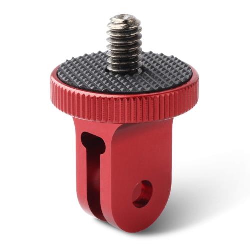 HSU アルミ変換アダプター ミニ三脚マウント 1/4トライポッドアダプター GoPro用(GP規格)→カメラネジ(1/4規格)クションカメラアクセサリに変換 (レッド)(2)