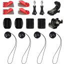 HSU ヘルメットマウント16 in 1 アクセサリーセット カメラストラップ付きのアクションカメラ用マウントキット GoPro Hero12/11/10/9/8/7/6/5対応 及び他のアクションカメラ