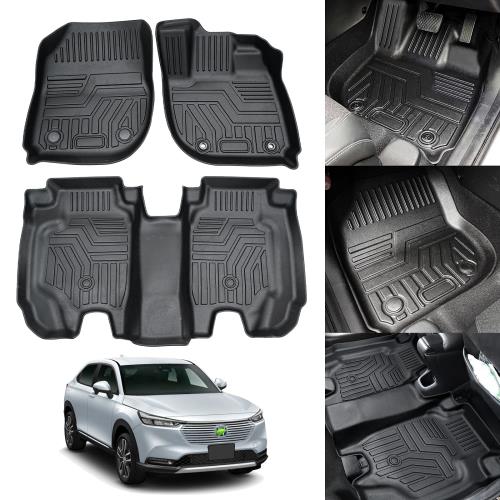 Cartist ホンダ 新型ヴェゼル フロアマット RV系 カーマット セカンドマット 3dフロアマット vezel RV3 RV4 RV5 RV6型 e:HEV 2021年4月～ 車種専用設計 防水マット 滑り防止 耐汚れ TPE素材 カスタムパーツ 取付簡単 保護パーツ カー用品 3PCSセット