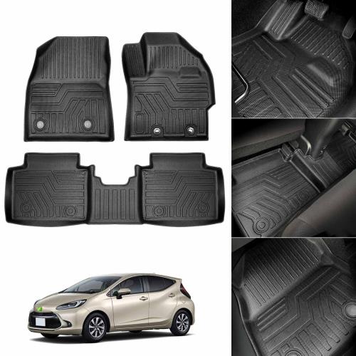 Cartist トヨタ 新型 アクア MX系 フロアマット 立体カーマット 車用 3Dフロアマット 立体構造 AQUA 2021年7月～ 車種専用設計 防水 滑り防止 セカンドマット 耐汚れ TPE素材 カスタムパーツ 取付簡単 保護パーツ カー用品 3PCSセット