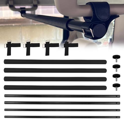 Jeyaic 車用ハンガーバー インテリアバー マルチグリップバー 伸縮自在 衣類ハンガー 車内収納 車内用 引き込み式 バー 収納 ハンガー 車用インテリア バー ベルクロタイプ 天井収納 釣り竿 スノーボード置き ロッドホルダー 高強度 滑り止め マジックテープ式 耐久性 車中泊