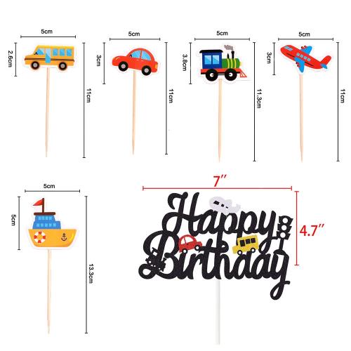 YINKE ケーキトッパー 誕生日 ケーキ飾り 車 ケーキピック ケーキ挿入カード Happy...