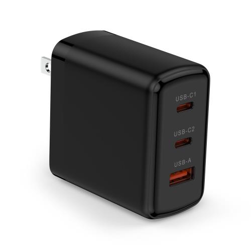 65W 急速充電器 usb-c 充電器 Type-C コンセント [GaN採用/3ポート/USB-C*2とUSB-A*1] MacBook Air、iPad Pro、iPhone 15 Pro/Plus/14/13/12、Galaxy S23 Ultra、Google Pixel 7 Pro/6など対応 ブラック
