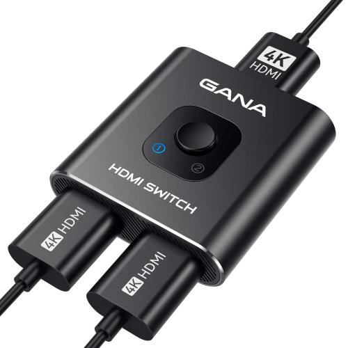 HDMI切替器 4k@60hz HDMI分配器、GANA 双方向 hdmiセレクター アルミニウム 1入力2出力/2入力1出力 手動 HDMI 切り替え器 コン...