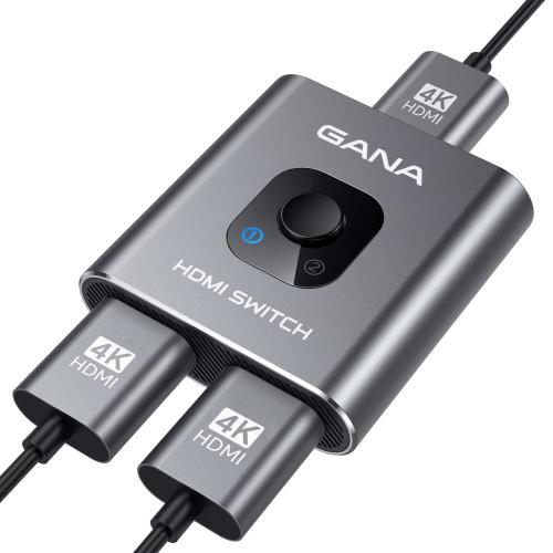 HDMI切替器 4k@60hz HDMI分配器、GANA双方向 hdmiセレクター 1入力2出力/2入力1出力 手動 HDMI 切り替え器 Xbox PS5/4...
