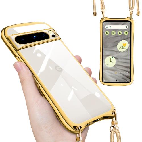 Google Pixel 8 Pro ケース クリア ショルダー ストラップ付き グーグル ピクセル8 プロ カバー 透明 ..