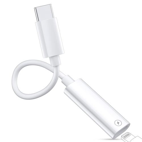 lightning usb-c 変換アダプタ データ転送 27W PD急速充電 PDチップ搭載 対応iphone 15 pro max plus iPad 10 Pro 6 Air 4 5 MacbookなどiOS機器 ナイロン編みケーブル 15cm ライトニング to Type C 変換コネクター i-Phone タイプc変換ケーブル ホワイト 非対応イヤホン