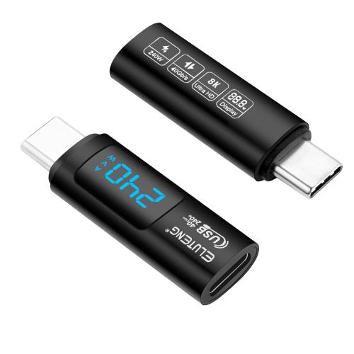 ELUTENG USB Type C 変換アダプタ 出力スクリーン表示 2個セット PD 240W急速充電 40Gbpsデータ転送 タイプc 変換コネクタ メス to オス 8K@60Hz映像出力 ワット 電圧 電流数見える OTG機能付き iPhone 15シリーズ MacBook iPad GalaxyなどUSB-Cデバイスに対応