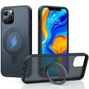 TORRAS iPhone 12ProMax用 ケースMagSafe対応・多機能スタンド Halbachマグネット搭載 縦横両対応 耐衝撃 半透明 リング付き ワイアレス充電対応 マット感 黄変防止 「UPRO Ostand」ブラック