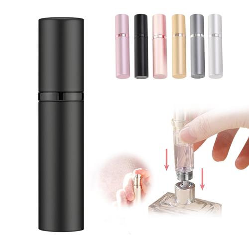 アトマイザー 香水 スプレー ワンタッチ補充 香水噴霧器香水噴霧器 持ち運び便利 詰め替え 香水 ボトル アトマイザー 5ml 香水 アトマイザー 底部充填 香水用 容器 男女兼用 (ブラック)