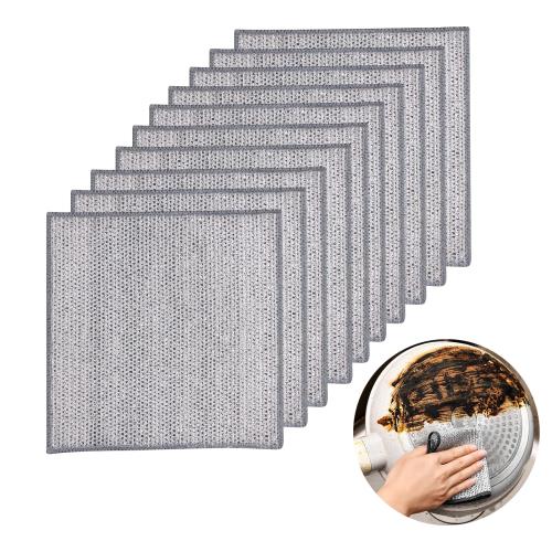aninako 食器洗い ふきん 金属ワイヤーふきん 10枚 タオル ワイヤー食器洗いタオル 食器用雑巾 傷を着けずに 耐久性 ボトル洗浄 食器洗い 食器拭き 多目的 家庭用 業務用 (単層)