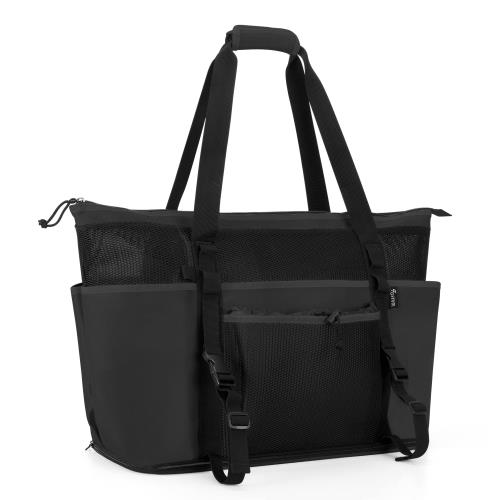 [Fasrom] プールバッグ 旅行バッグ 大容量 メッシュバッグ トート ジムバッグ 砂場 水泳 海水浴 温泉 旅行（バッグのみ） ブラック