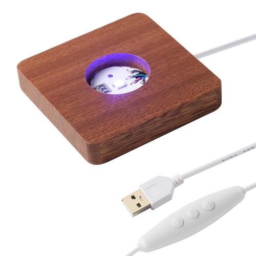 IFOLAINA光る 台座 LED コースター 木製 土台 照明 ライトアップ ステージ ディスプレイスタンド おしゃれ ガラス ハーバリウム ライト フィギュア レインボーコースター クリスタルボール展示に ホーム オフィス 飾り 誕生日プレゼント 贈り物