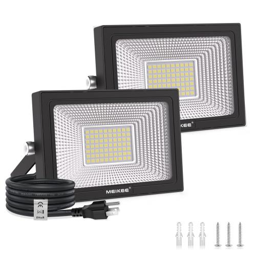乐天商城 - MEIKEE led 投光器 作業灯 看板灯 60W 昼光色 集魚灯 駐車場灯 省エネ 高輝度 豪雨対応 工場 IP66防水 体育館用 倉庫照明 防犯灯 ナイター 船舶 屋外作業 屋内 屋外 設置可能 BBQ用 5万時間 日本語取扱説明書付き PSE認証済み プラグ 3ピン 2個セット