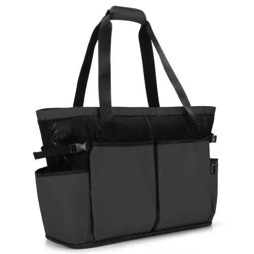 [Fasrom] メッシュバッグ プールバッグ 大容量 旅行バッグ トート ビーチバッグ ジム 砂場 水泳 海水浴 温泉 旅行（バッグのみ） ブラック