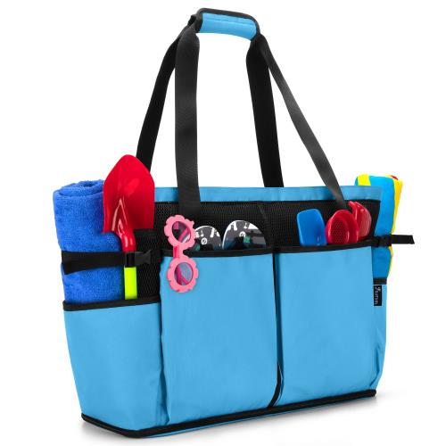 [Fasrom] メッシュバッグ 旅行バッグ プールバッグ 大容量 トート ビーチバッグ ジム 砂場 水泳 海水浴 温泉 旅行（バッグのみ） ブルー