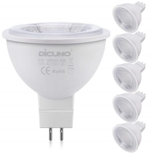 DiCUNO MR16 12V LEDŵ GU5.3 50Wϥ5W 6000k ⵱500lm ݥåȥ饤...