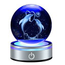 IFOLAINA 3D イルカ クリスタルボール 誕生日 プレゼント 透明 水晶玉 LEDライト 多色変更 寝室 ナイトライト 友達 彼女 彼氏 イルカ ギフト...