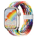 アップルウォッチ バンド Apple Watch バンド 編み込み 伸縮 調整可能 ソロループ Series 8 7 6 SE 5 4 3 2 1 Ultra 49mm 45mm 44mm 42mm 41mm 40mm 38mm 全機種対応 スポーツバンド ナイロン ベルト (レインボー, 41mm/40mm/38mm)