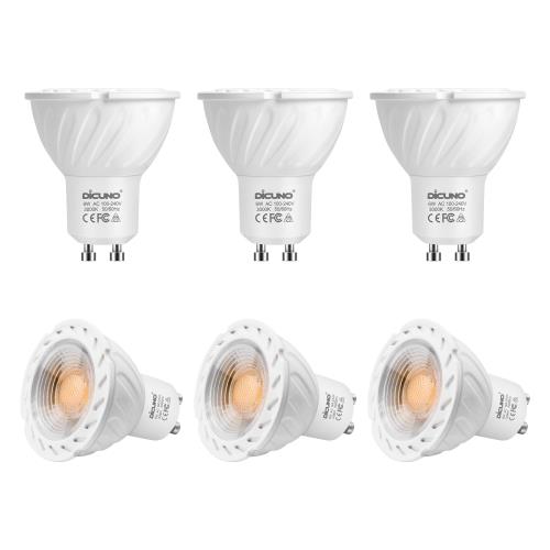 DiCUNO LEDŵ GU10 ݥåȥ饤 6W 60Wϥ 600lm ŵ忧 3000K AC100-240V Ĵ...
