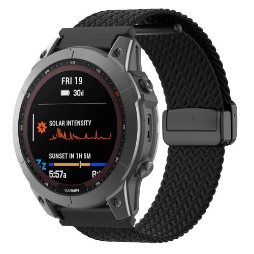 ガーミン255 バンド GarminForerunner255/265/265 music/Venu3/2/Vivoactive4/HuaweiWatch 3/3Pro/GT4 46MM/GalaxyWatch3(45mm) など ラグ幅22mm対応 弾力ナイロン製 スポーツバンド マグネットバックル クイックリリース 取扱簡単 Black