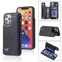 Anrek新型 APPLE iPhone 13 PRO MAX 6.7 inch (6.7インチ) 用 背面 カードケース 手帳型 ランヤード付 背面カバー ( ブラック )アップル アイフォン13プロ マックス スマホケース サイドマグネット カード収納 横置き機能 PUレザー 財布型 携帯カバーiphone13promax BLACK
