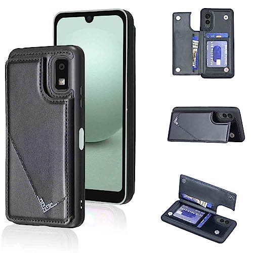 Anrek新型 SHARP AQUOS wish3/SH-53D/A302SH/A303SH 用 背面 カードケース 手帳型 背面カバー（ブラッ..