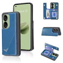 Anrek新型 ASUS Zenfone 9 / Zenfone 10 用 背面 カードケース 手帳型 ランヤード付 背面カバー (ネイビーブルー )ゼンフォン10 ゼンフォン9 スマホケース サイドマグネット カード収納 横置き機能 PUレザー 財布型 携帯カバー zenfone10 BLUE