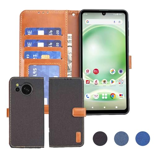 Rakuten - AnrekAQUOS sense8 docomo SH-54D au SHG11 対応 SHARP デニム材料 手帳ケース (ブラック) アクオス センス8 ドコモsh54D ケース カバー 手帳型 カード収納 サイドマグネット スタンド機能付き スマホケース 財布型 耐衝撃 耐摩擦 保護ケースsense8 BLACK