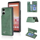 Anrek新型 SONY Xperia 5 V 2023 / docomo SO-53D / au SOG12 用 背面 カードケース 手帳型 ランヤード付 背面カバー (ダルグリーン) ソニー エクスペリア5v ドコモso