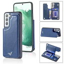 Anrek新型 SAMSUNG Galaxy S22 5G 用 背面 カードケース 手帳型 ランヤード付 背面カバー (ネイビーブルー) サムスンs22 ギャラクシーs22 5g スマホケース サイドマグネット カード収納 横置き機能 PUレザー 財布型 携帯カバーgalaxy s22 BLUE