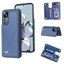 Anrek新型 XIAOMI Mi 12T Pro/イオンモバイル/OCN モバイル ONE/mineo 用 背面 カードケース 手帳型 ランヤード付 背面カバー (ネイビーブルー) シャオミ ミー12tプロ mi12t pro スマホケース サイドマグネット カード収納 横置き機能 PUレザー 財布型 携帯カバー シャオミmi