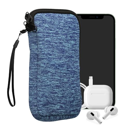 乐天商城 - kwmobile クッション ポーチ XL - 6.7/6.8対応 - ネオプレン スマートフォン 保護 ケース オーシャンブルー/ライトブルー